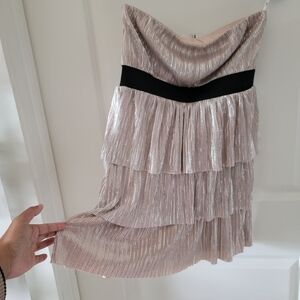 Elegant Silver Tiered Strapless Dress